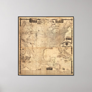 Impressão Em Tela O mapa de Washington dos Estados Unidos (1861)