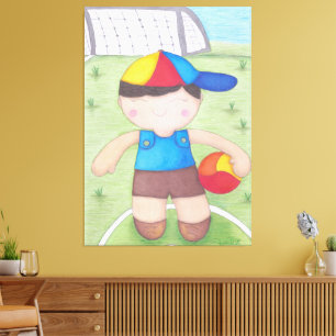 Impressão Em Tela O Menino de Boné e a Bola