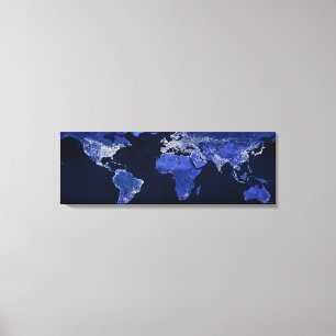 Impressão Em Tela O Mundo à Noite - Mapa, Espaço