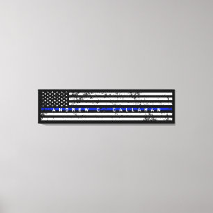 Impressão Em Tela O nome completo Blue Line fino extra longo policia