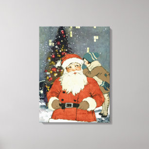 IMPRESSÃO EM TELA O "PAPAI NOEL VEM COLAGEM DO NATAL VINTAGE À