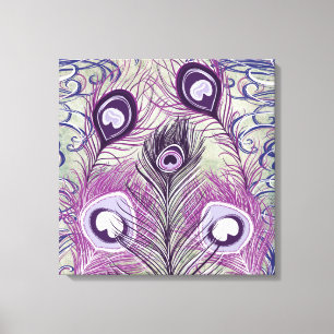 Impressão Em Tela O pavão roxo bonito empluma-se o design elegante