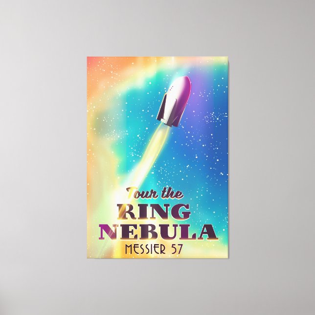 Impressão Em Tela O poster de viagens Espacial Nebula (Messier 57). (Frente)