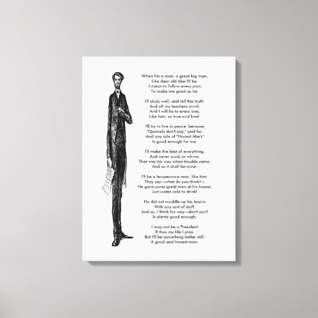 Impressão Em Tela O Presidente Abraham Lincoln Homenageia Poema Vint (Frente)