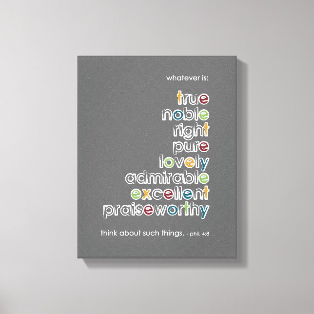 Impressão Em Tela O que quer que seja: Phil 4:8 (Frente)