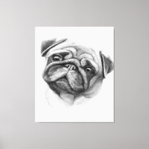 Impressão Em Tela O Retrato Pug   Rosto Cachorro