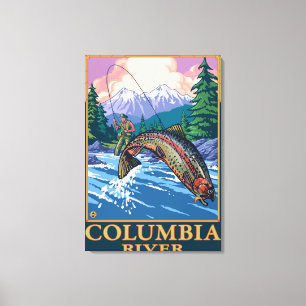 Impressão Em Tela O Rio Columbia, cena da pesca de WashingtonFly