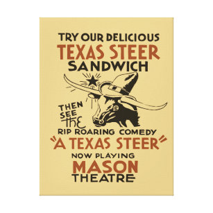 Impressão Em Tela O sanduíche retro e o teatro do boi de Texas jogam