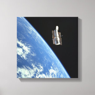 Impressão Em Tela O telescópio espacial de Hubble com uma terra azu