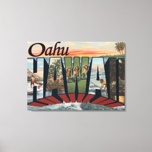 Impressão Em Tela Oahu, letra ScenesOahu de HawaiiLarge, HI