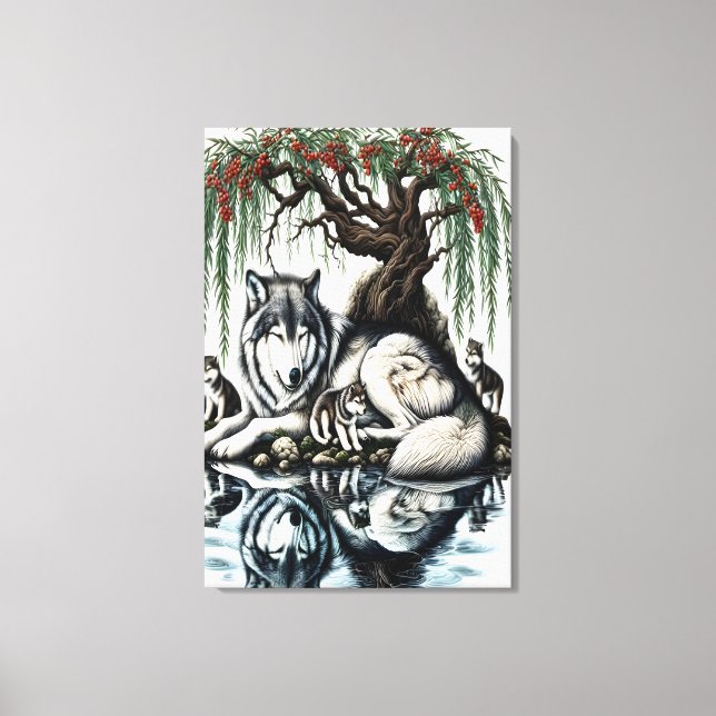 Impressão Em Tela Oásis da Família Serene Wolf em Natureza Idílica24 (Frente)