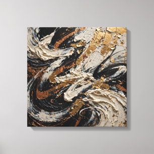 Impressão Em Tela Obra-Prima de Luxo Pintura Abstrata - Preto Profun
