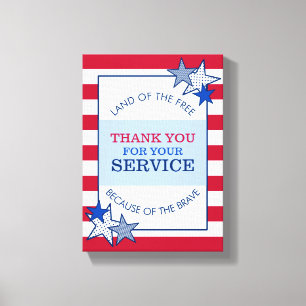 Impressão Em Tela Obrigado Estrelas Stripes Serviço Veterano Patri