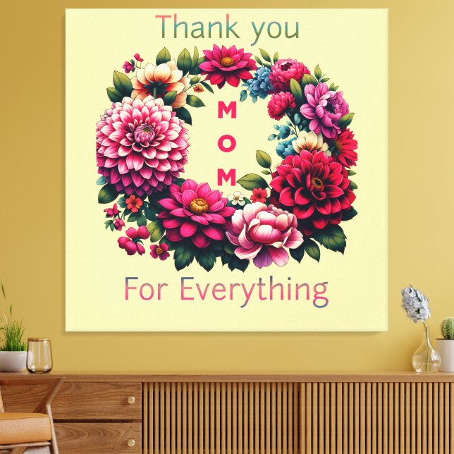Impressão Em Tela "Obrigado, mãe por tudo." (Insitu(Sala de estar))