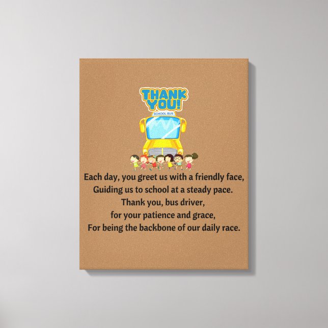 Impressão Em Tela Obrigado, Motorista De Ônibus Escolar. (Frente)