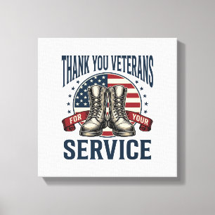 Impressão Em Tela Obrigado Veteranos Botas Patrióticas Design Vintag