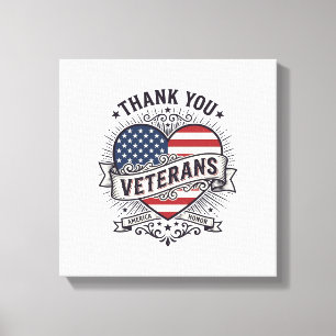 Impressão Em Tela Obrigado Veteranos Coração Patriótico Design Vetor