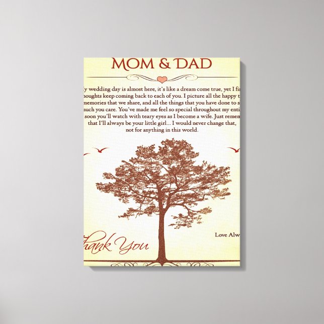 Impressão Em Tela Obrigados Mãe e Presente de Pai, Presente de Mãe/D (Frente)