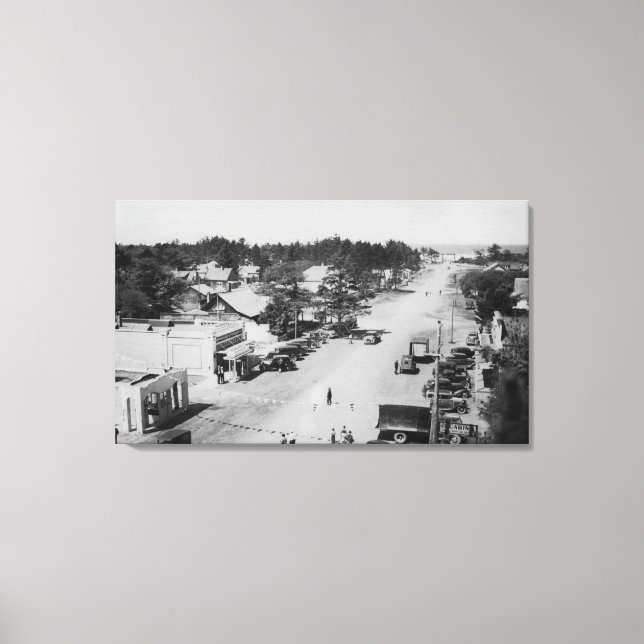 Impressão Em Tela Ocean Park, WA - View Beach, Old Cars (Frente)