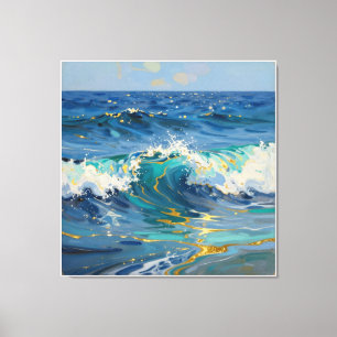 Impressão Em Tela Oceano Abstrato Moderno e Tela Costeira Verde - Ar