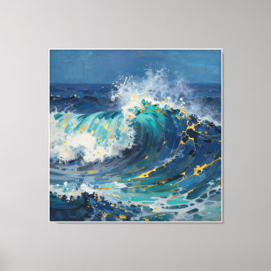 Impressão Em Tela Oceano Abstrato Moderno - Tela Costeira em Verde A