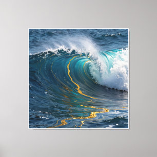 Impressão Em Tela Oceano Abstrato Moderno - Tela Costeira em Verde A