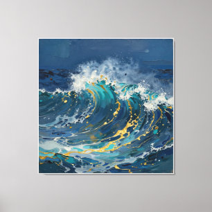 Impressão Em Tela Oceano Abstrato Moderno - Tela Costeira em Verde A