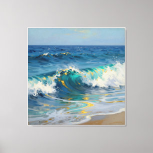 Impressão Em Tela Oceano Abstrato Moderno - Tela Costeira em Verde Á