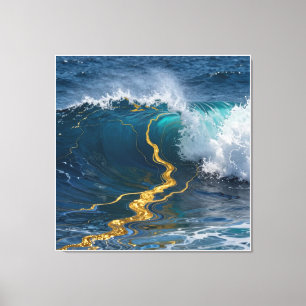 Impressão Em Tela Oceano Abstrato Moderno - Tela Costeira Teal - Art
