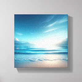 Impressão Em Tela Oceano Azul Sereno com Sol Matinal Suave 