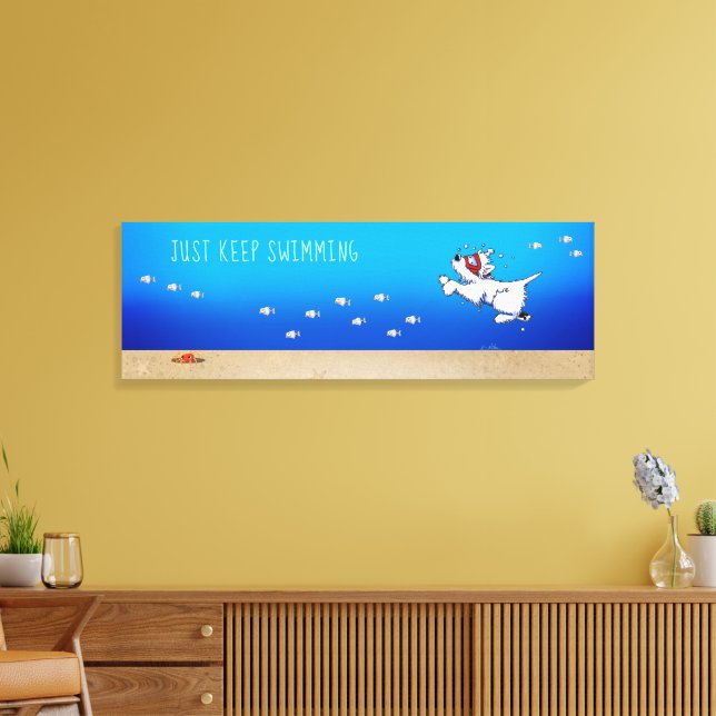 Impressão Em Tela Oceano Branco de Terrier KiniArt Westie (Insitu(Sala de estar))