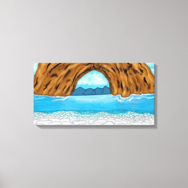 Impressão Em Tela Oceano, Canyon e Montanhas Arte Digital (Frente)