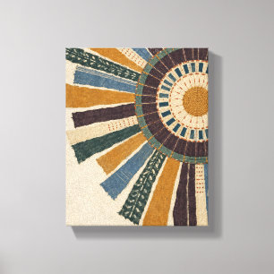 Impressão Em Tela Ochre Sunburst em Cor Costurada - Abstrato Têxtil