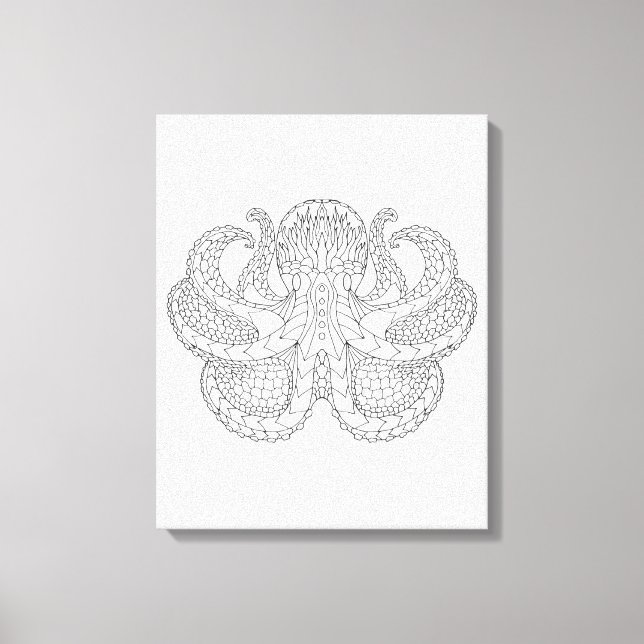Impressão Em Tela Octopus 6 com Padrão Étnico (Frente)