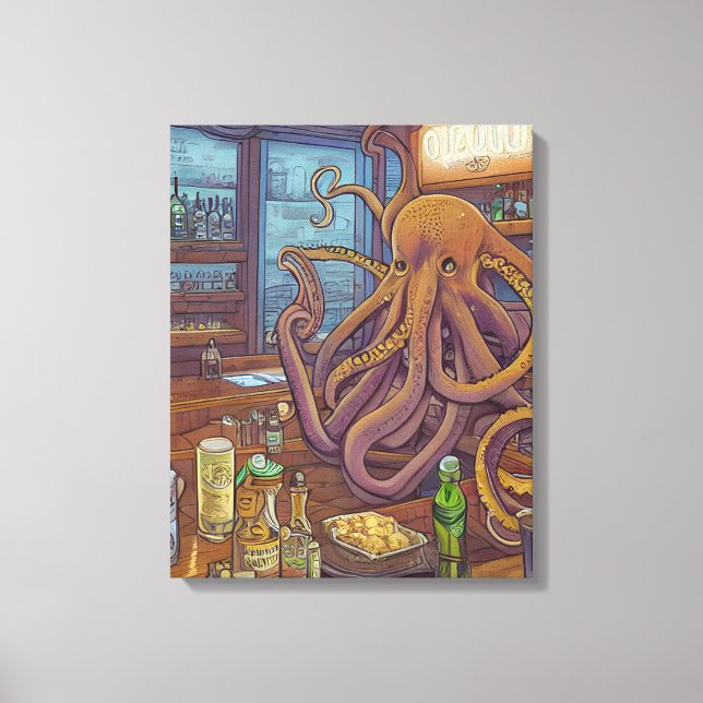 Impressão Em Tela Octopus barman Fantasy (Frente)