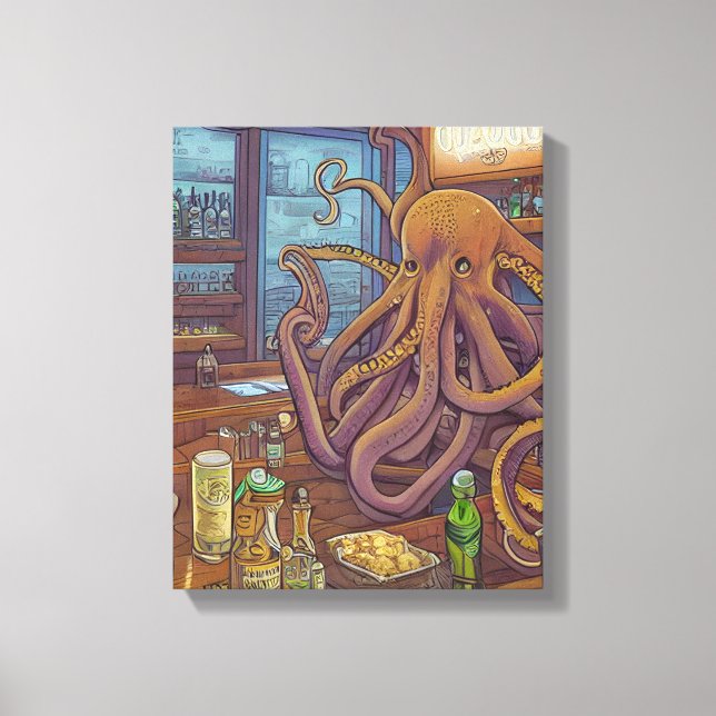 Impressão Em Tela Octopus barman Fantasy (Frente)