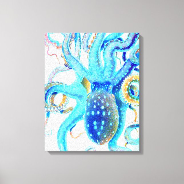 Impressão Em Tela Octopus colorido azul (Frente)