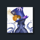 Impressão Em Tela Octopus com chapéu náutico<br><div class="desc">Octopus Hat Náutico por Fab Funky. Possui um polvo rico com um tofo divertido,  de formato náutico,  adornado com sealife.|191004D</div>