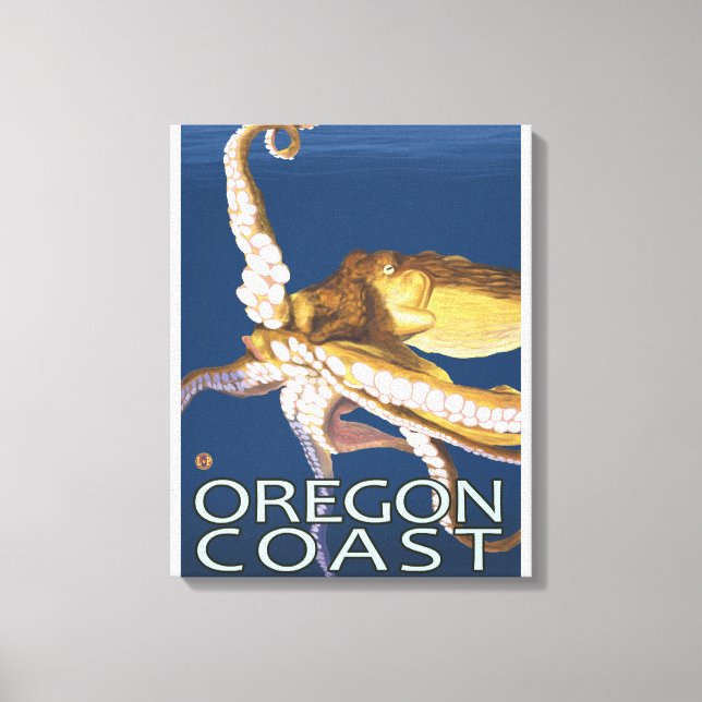 Impressão Em Tela Octopus da Costa do Oregon (Frente)