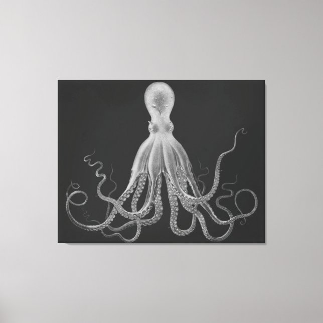 Impressão Em Tela Octopus Triptych de tamanho excessivo na Cinza (Frente)
