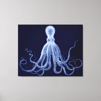 Impressão Em Tela Octopus Triptych de Tamanho Superior em Azul