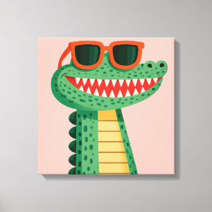 Impressão Em Tela Óculos de sol de crocodilo engraçados, animal de d