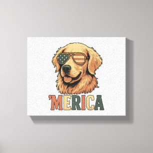 Impressão Em Tela Óculos de Sol 'Merica do Golden Retriever