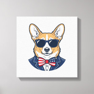 Impressão Em Tela Óculos de Sol Patrióticos de Corgi Arte Vetorial V