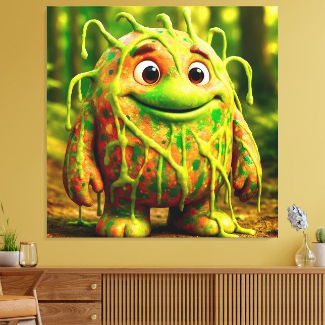 Impressão Em Tela OddFriends - Poster do Monstro Verde Gooey (Insitu(Sala de estar))