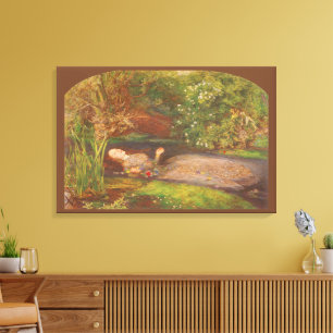 Impressão Em Tela Ofélia por Millais, Arte Fina Vitoriana Antiga