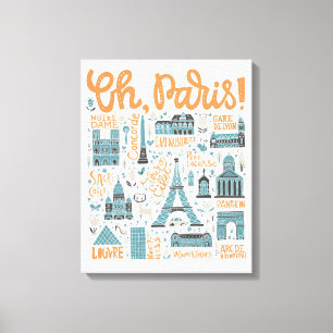 Impressão Em Tela Oh, Paris! tipografia da cidade de