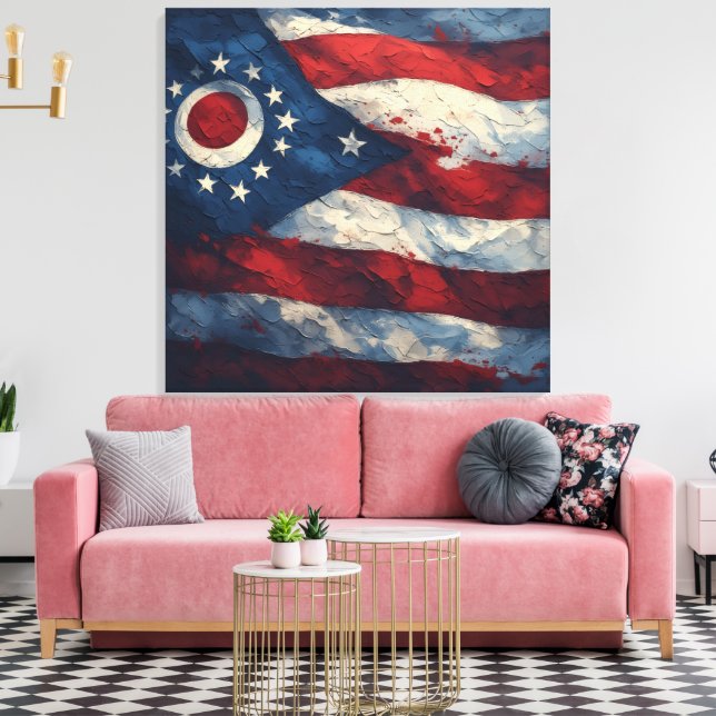 Impressão Em Tela Ohio State Flag Design | Buckeye State Pride Gift  (Insitu(Sala de estar))