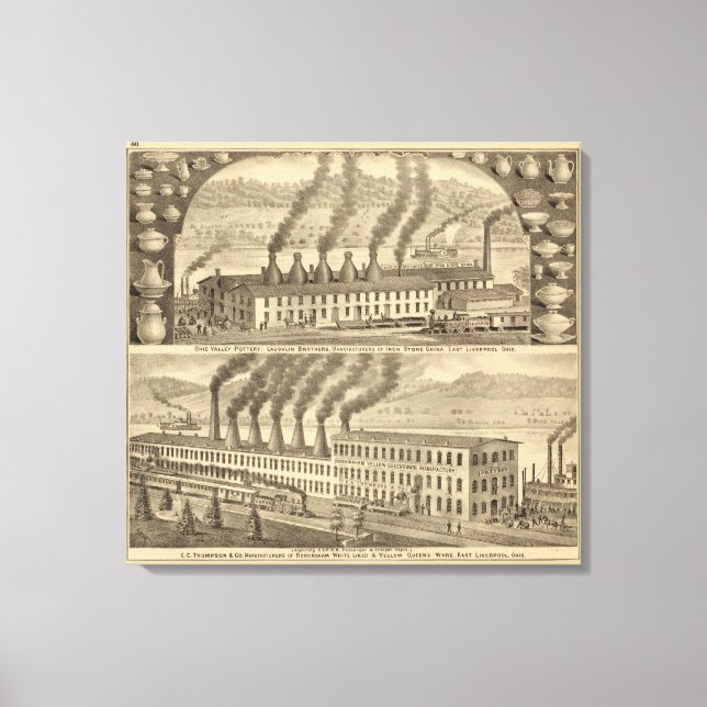 Impressão Em Tela Ohio Valley Pottery, Laughlin Brothers (Frente)