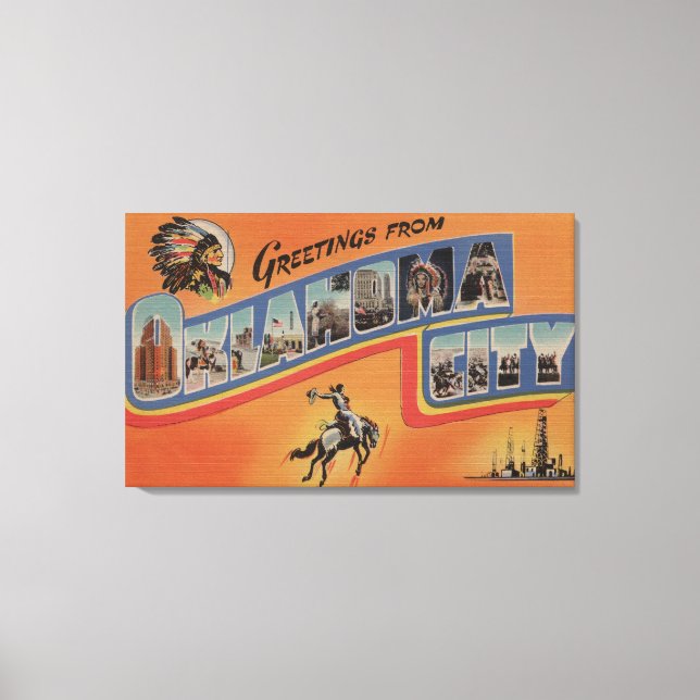 Impressão Em Tela Oklahoma City, Oklahoma - Grandes Cenas de Letras (Frente)